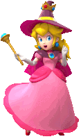 princess peach is wearing a pink dress and a pink hat