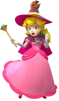 princess peach is wearing a pink dress and a pink hat