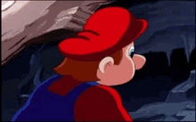 a cartoon of mario in a cave with icicles on the walls