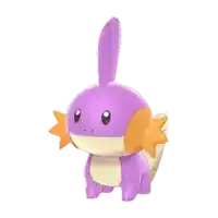 a purple and orange pokemon with a long tail is sitting on a white surface .