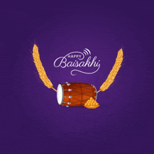 a purple background with the words happy baisakhi written on it