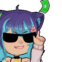 a cartoon girl wearing sunglasses has a flower in her hair and a green dollar bill on her head