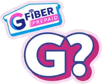 a logo for g fiber prepaid with a question mark underneath it