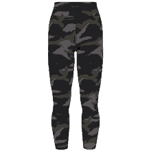 a pair of black leggings with a camo pattern on them