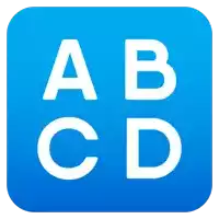 a blue icon with the letters a b c and d