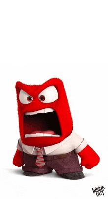 a cartoon character from inside out screaming with his mouth wide open