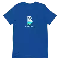 a blue t-shirt that says bunk bot on the front