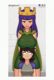 a cartoon of a woman with purple hair and a crown on her head by complex norto 57