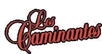 a red and black logo for los caminantes is on a white background