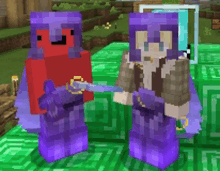 two minecraft characters standing next to each other