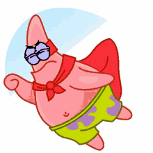 patrick star from spongebob squarepants is wearing a red cape