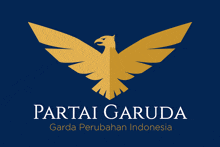 a logo for partai garuda with a golden bird on a blue background