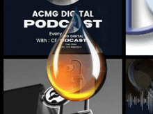 an ad for acmg digital podcast with a drop of oil