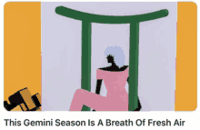 a picture of a woman in a pink dress with the words this gemini season is a breath of fresh air below it