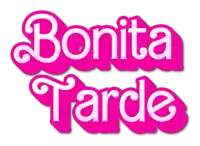 a pink sign that says bonita tarde in white letters