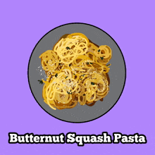 a drawing of butternut squash pasta on a plate