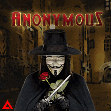 a poster for anonymous shows a man holding a rose