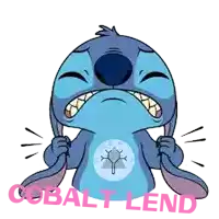 a cartoon of stitch with the words cobalt lend written below it