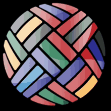 a colorful ball with a black background is a stained glass design