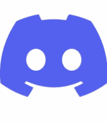 a blue discord logo with two white circles on a white background