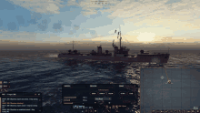 a screenshot of a video game shows a ship in the water