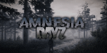 a poster for amnesia dayz shows a man walking through the woods