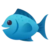 a cartoon drawing of a blue fish with dots on it 's body