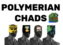 a poster that says polymerian chads with breaking bad and pepe the frog