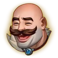 a bald man with a beard and mustache is smiling with his eyes closed .