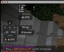 a screenshot of a minecraft game that says ' slayer quest started ! '