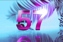 the number 57 is displayed in purple letters on a blue background