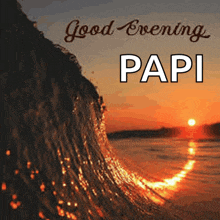 a good evening papi greeting card with a wave