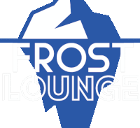 a blue iceberg with the words frost lounge on it