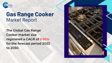 a gas range cooker is shown in a market report