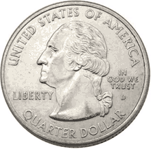 a quarter dollar from the united states of america is shown