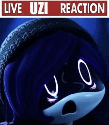 a picture of a cartoon character with the words live uzi reaction