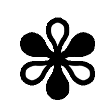 a black and white silhouette of a flower with petals on a white background