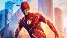 a man in a flash costume with lightning coming out of his chest