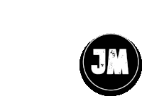 a black and white logo with the word jm in a circle on a white background .