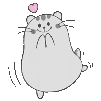 a cartoon drawing of a cat with a pink heart above its head .