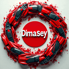 a red circle with the word dimaseyi in white letters