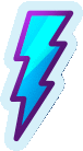 a blue and purple lightning bolt sticker on a white surface .