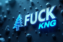 a neon sign that says fuck kng on a dark background