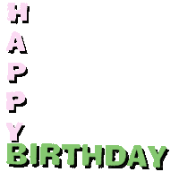 the words happy birthday are written in pink and green letters