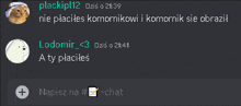 a screenshot of a chat between plackipl12 and lodomir