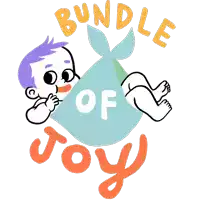 an illustration of a baby with the words bundle of joy written around it