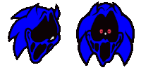 a drawing of a sonic the hedgehog with red eyes and a shadow .