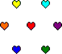 a set of colorful pixelated hearts on a white background .