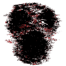 a black background with red and white dots in it