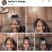 a facebook page for venice t. george shows a woman with glasses and braids